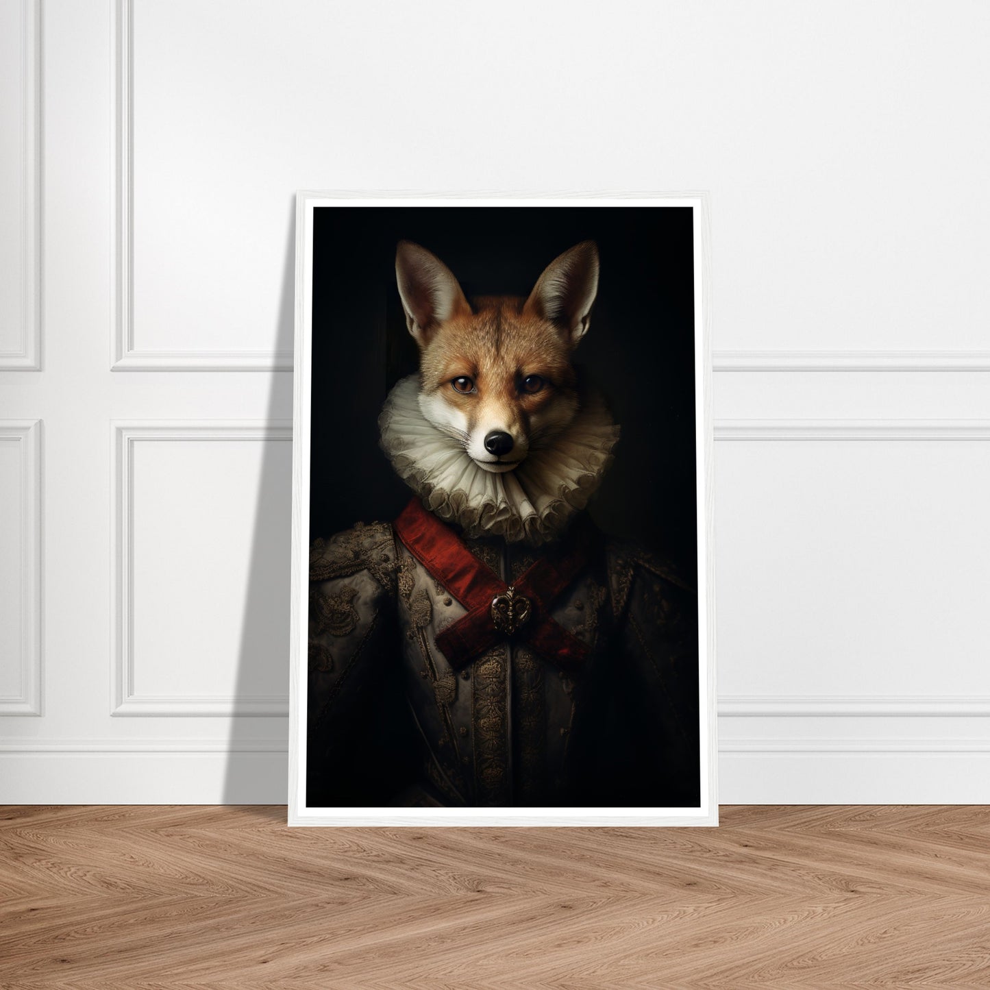 Vintage Tudor Neck Ruff Fox Portraiture Wall Art Print