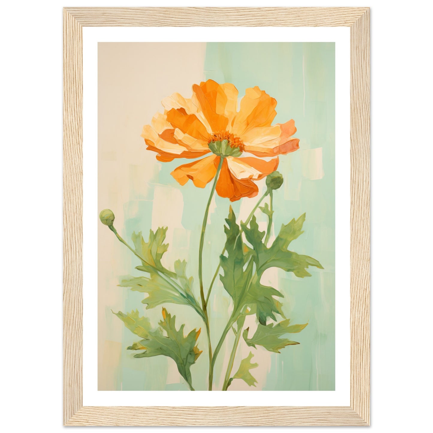 Marigold Flower in Soft Earthy Hues Wall Art Print