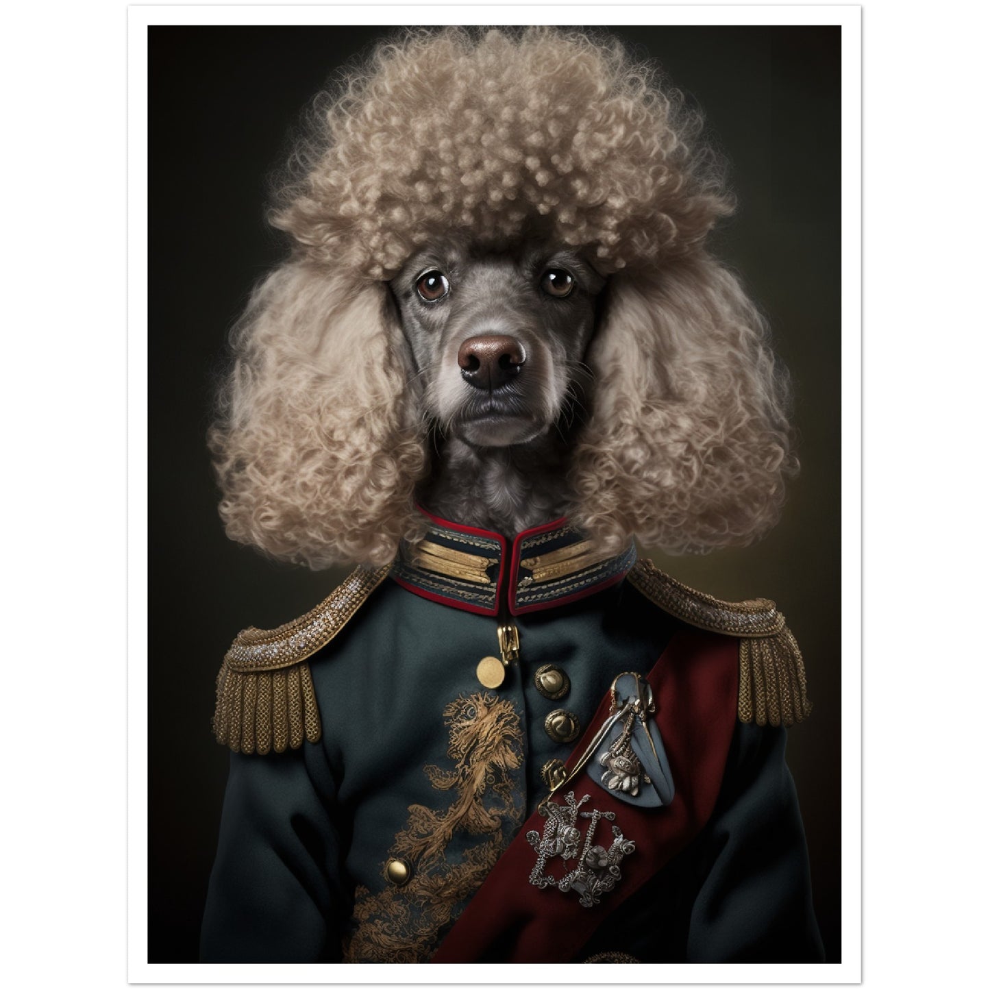 Poodle General Renaissance Animal Portraiture Wall Art Print