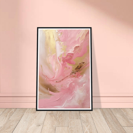 Melting Waves of Pink and Gold Abstract Painting Wall Art Print