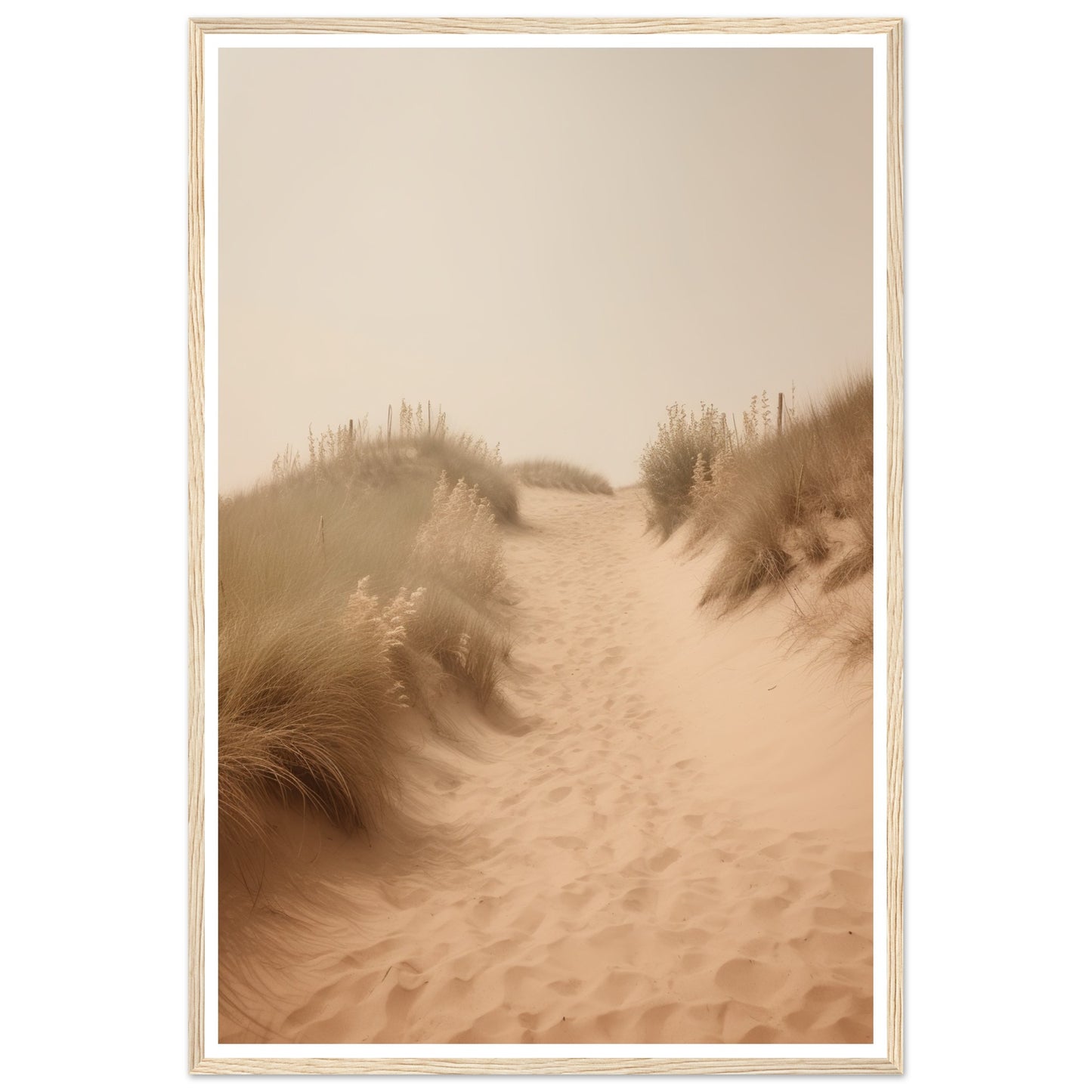 Hazy Beach Dune Pathway Photograph Wall Art Print