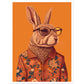 Floral Hipster Rabbit Wall Art Print