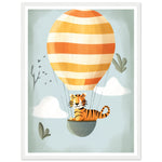 Load image into Gallery viewer, Tiger Hot Air Balloon Adventure Nursery Wall Art Print
