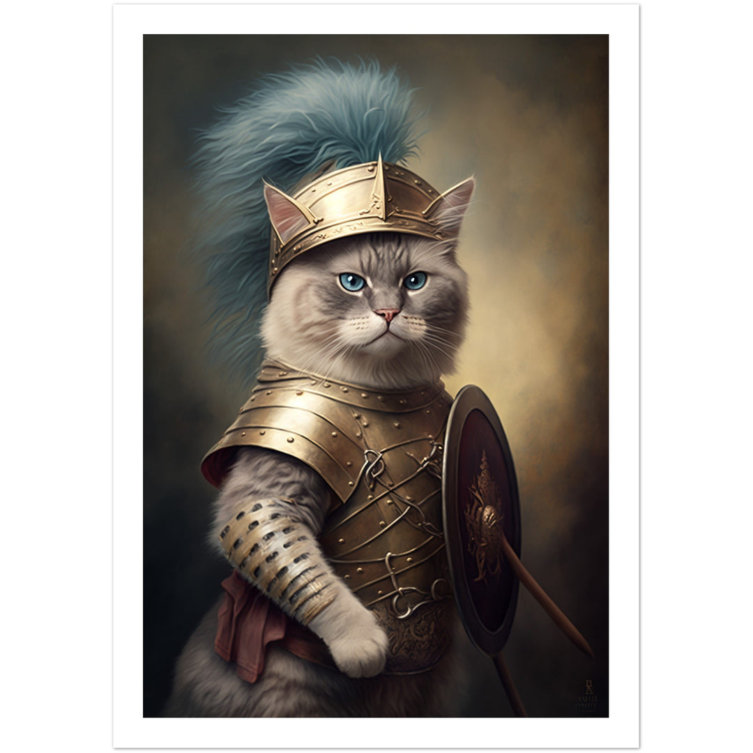 Roman Soldier Cat Wall Art Print