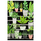 Whimsical Green & Black Potted Plants Wall Art Print