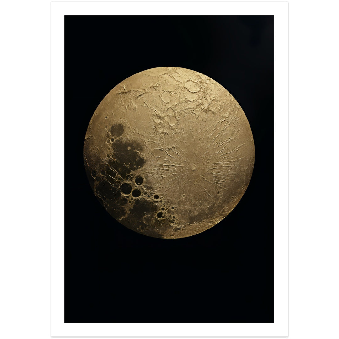 Full Moon Golden Textures Wall Art Print