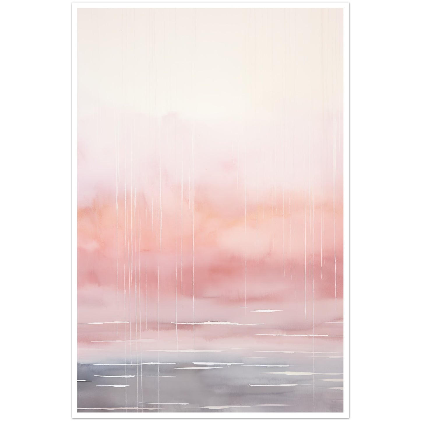 Minimalist Light Pink Tranquil Horizon Wall Art Print