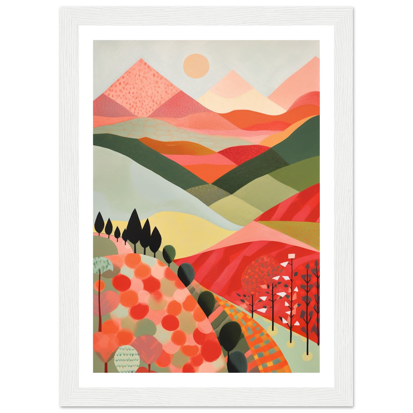 Crimson Peaks Abstract Landscape Patterns Wall Art Print