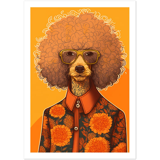 Poodle Chic Dog In Floral Shirt Wall Art Print