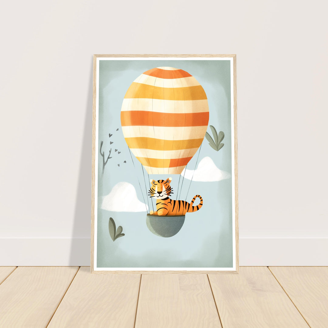 Tiger Hot Air Balloon Adventure Nursery Wall Art Print