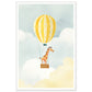 Giraffe Hot Air Balloon Sky Adventure Wall Art Print