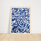 Blue Nautical Swirl Symphony Abstract Pattern Wall Art Print