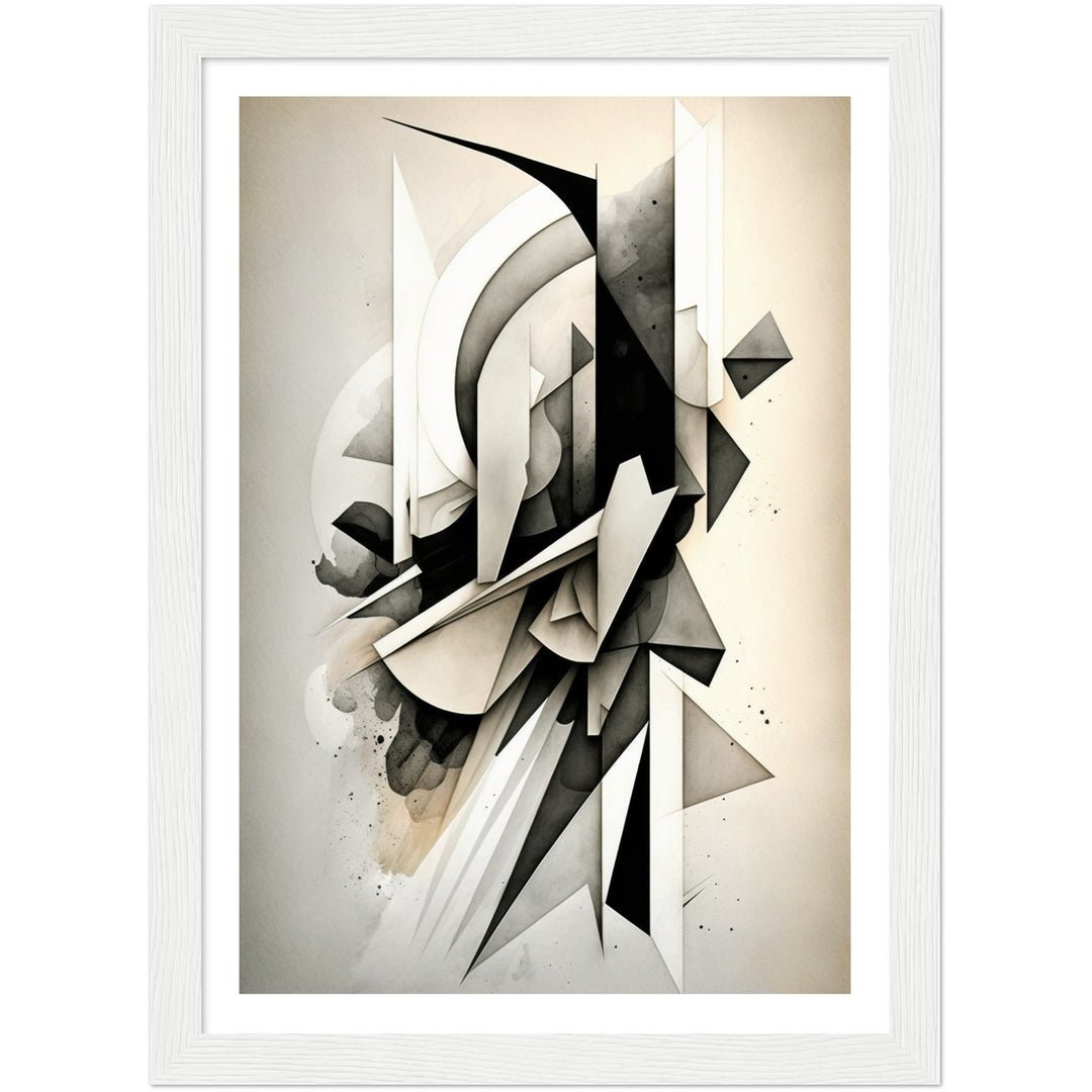 Modern Abstract Black and White Shapes Wall Art Print