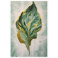 Fluid Melting Fiddle Leaf in Green and Gold Abstract Wall Art Print