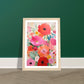 Joyful Blooming Abstract Flowers Painting Wall Art Print