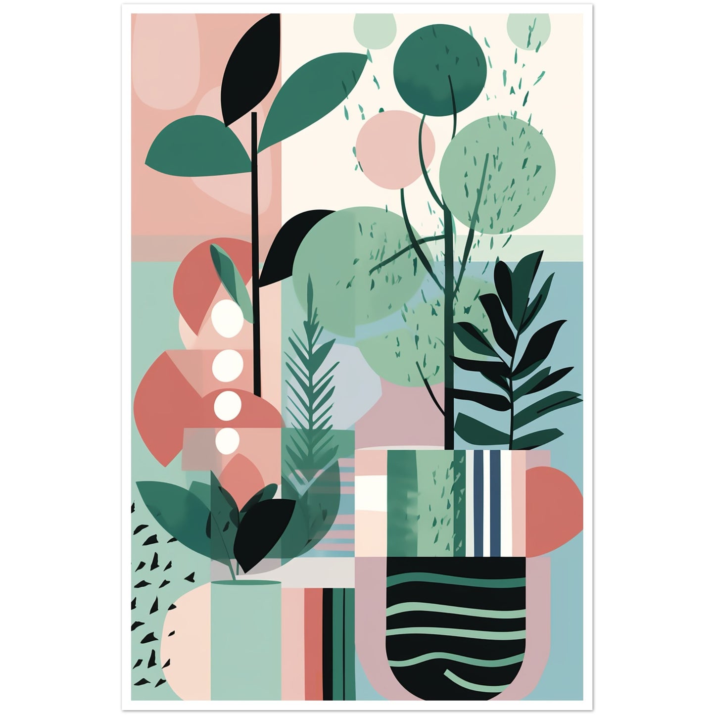 Plant Botanical Abstract Patterns Illustration Wall Art Print