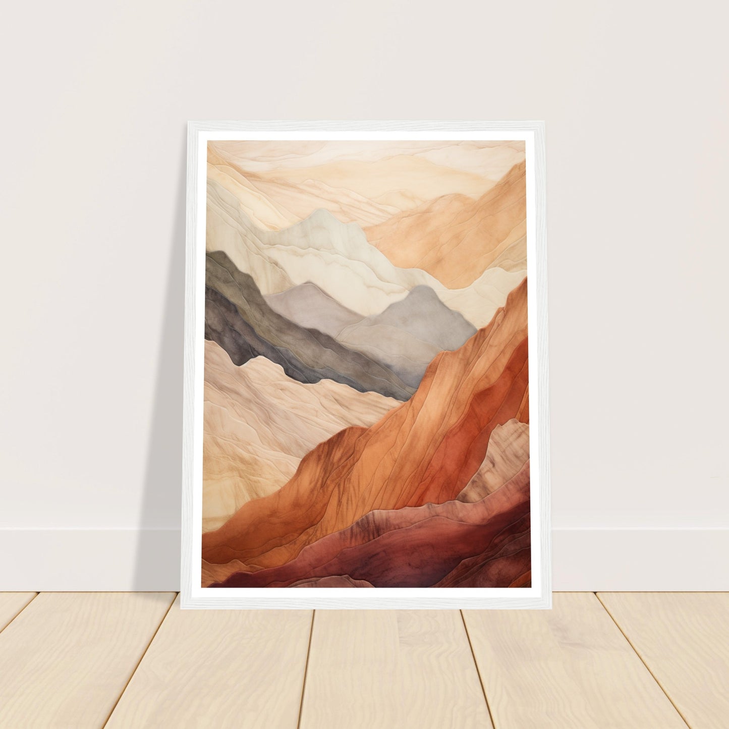 Tranquil Earthly Abstract Mountain Ranges Wall Art Print