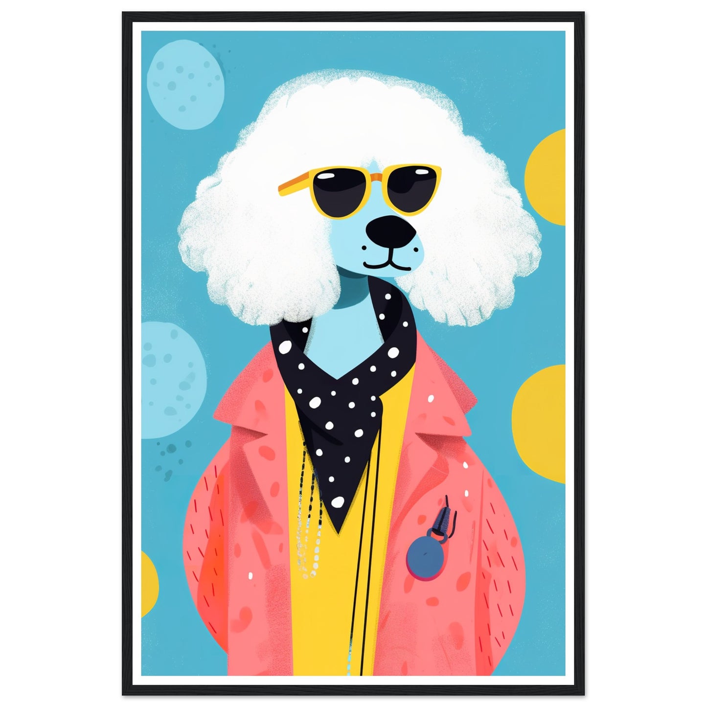 Cool Canine Poodle Illustration Wall Art Print