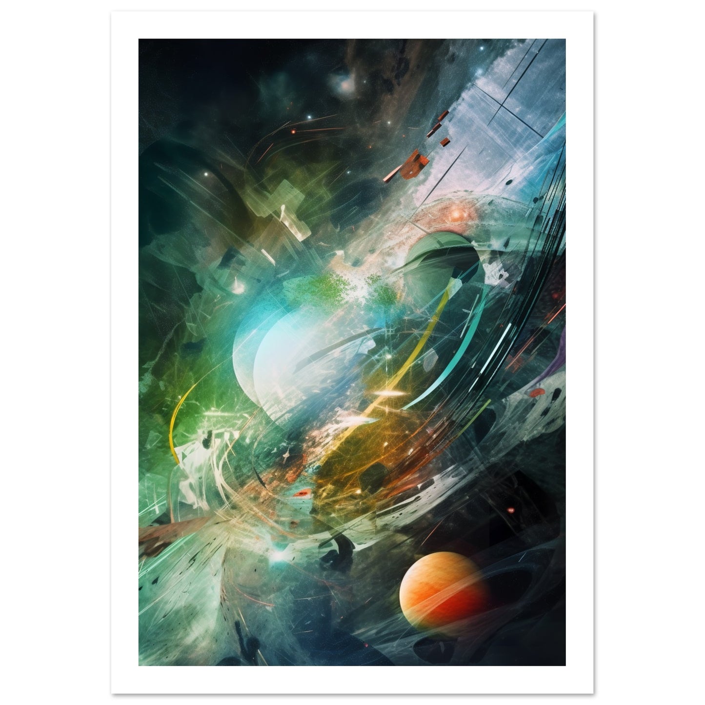 Otherworldly Celestial Abstract Collage Wall Art Print