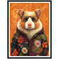 Floral Fashionista Hamster Illustration Wall Art Print