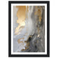 Fluid Melodies of Black, White, and Gold Abstract Wall Art Print