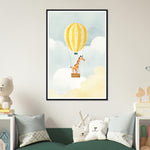 Load image into Gallery viewer, Giraffe Hot Air Balloon Sky Adventure Wall Art Print