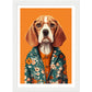 Fashionable Floral Beagle Dog Illustration Wall Art Print