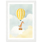 Giraffe Hot Air Balloon Sky Adventure Wall Art Print