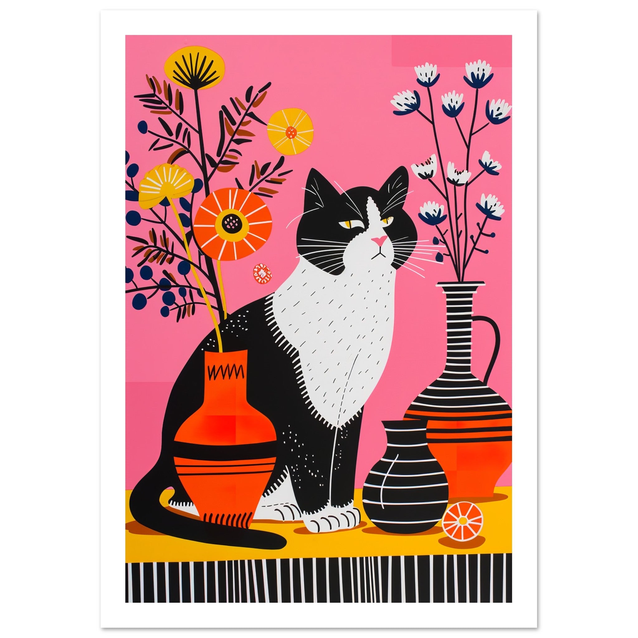 Ragdoll Cat Still Life Floral Accents