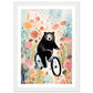 Folklore-Inspired Bear on Bike Floral Wall Art Print