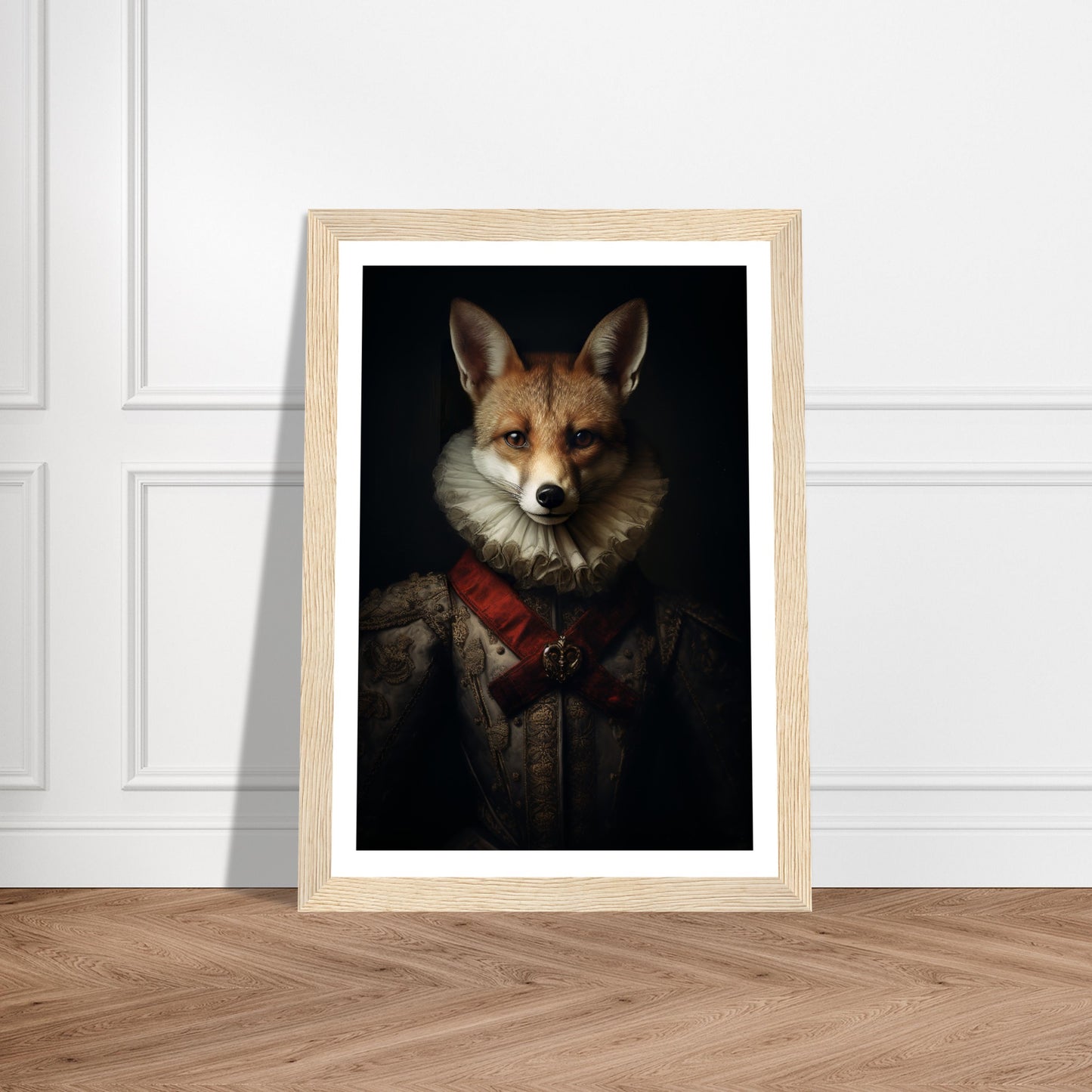 Vintage Tudor Neck Ruff Fox Portraiture Wall Art Print