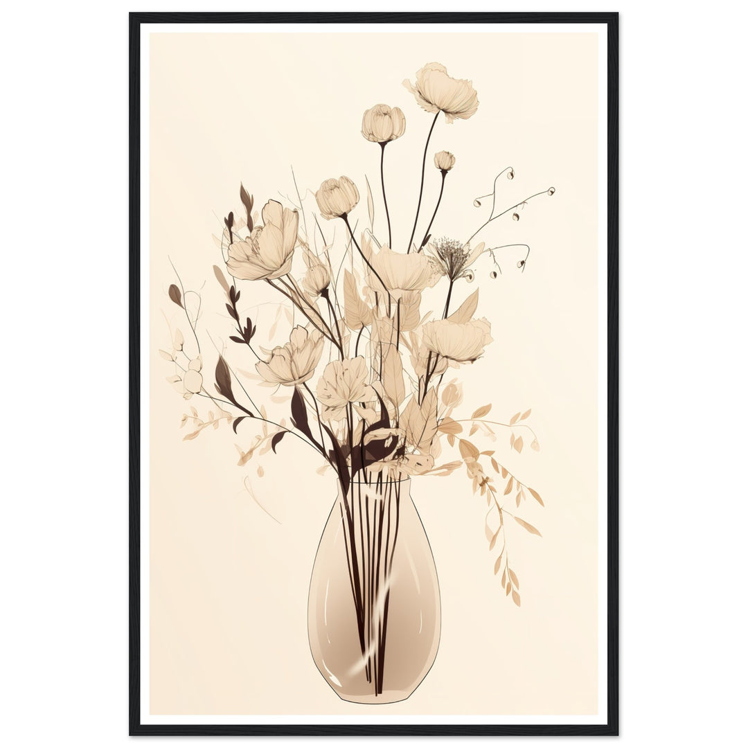 Minimalist Flower Bouquet in Earth Tones Wall Art Print
