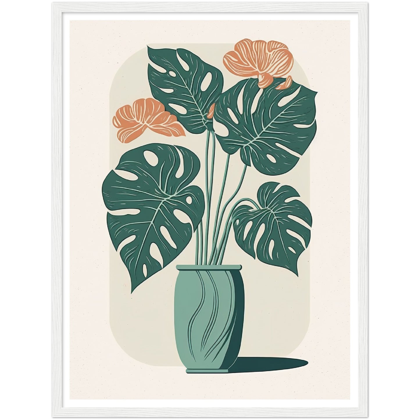 Monstera Plant in Vase Wall Art Print