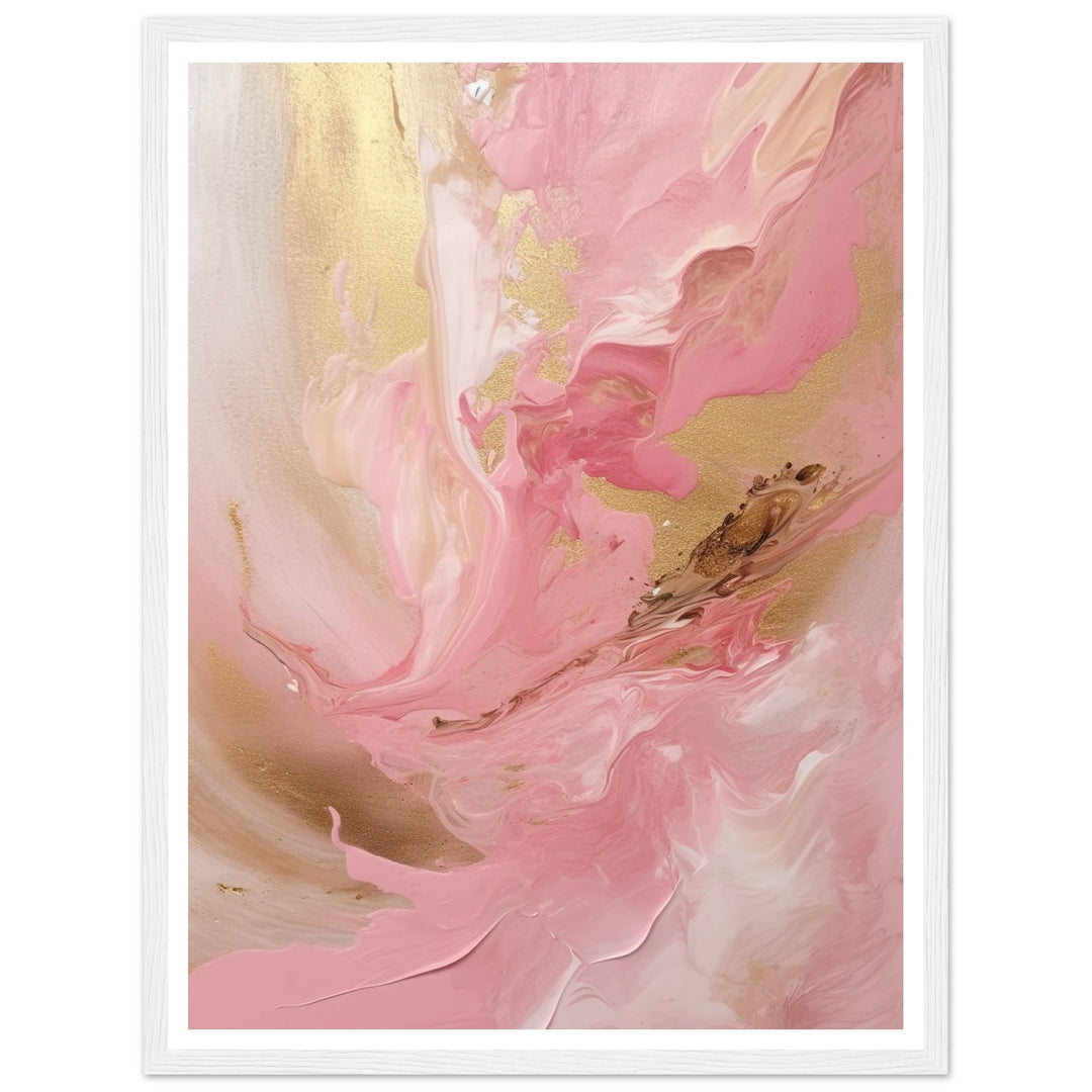 Melting Waves of Pink and Gold Abstract Painting Wall Art Print