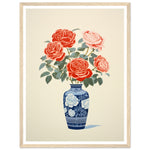 Load image into Gallery viewer, Elegant Roses in Blue Vase Wall Art Print