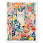 Whimsical Flower Garden Cats Wall Art Print