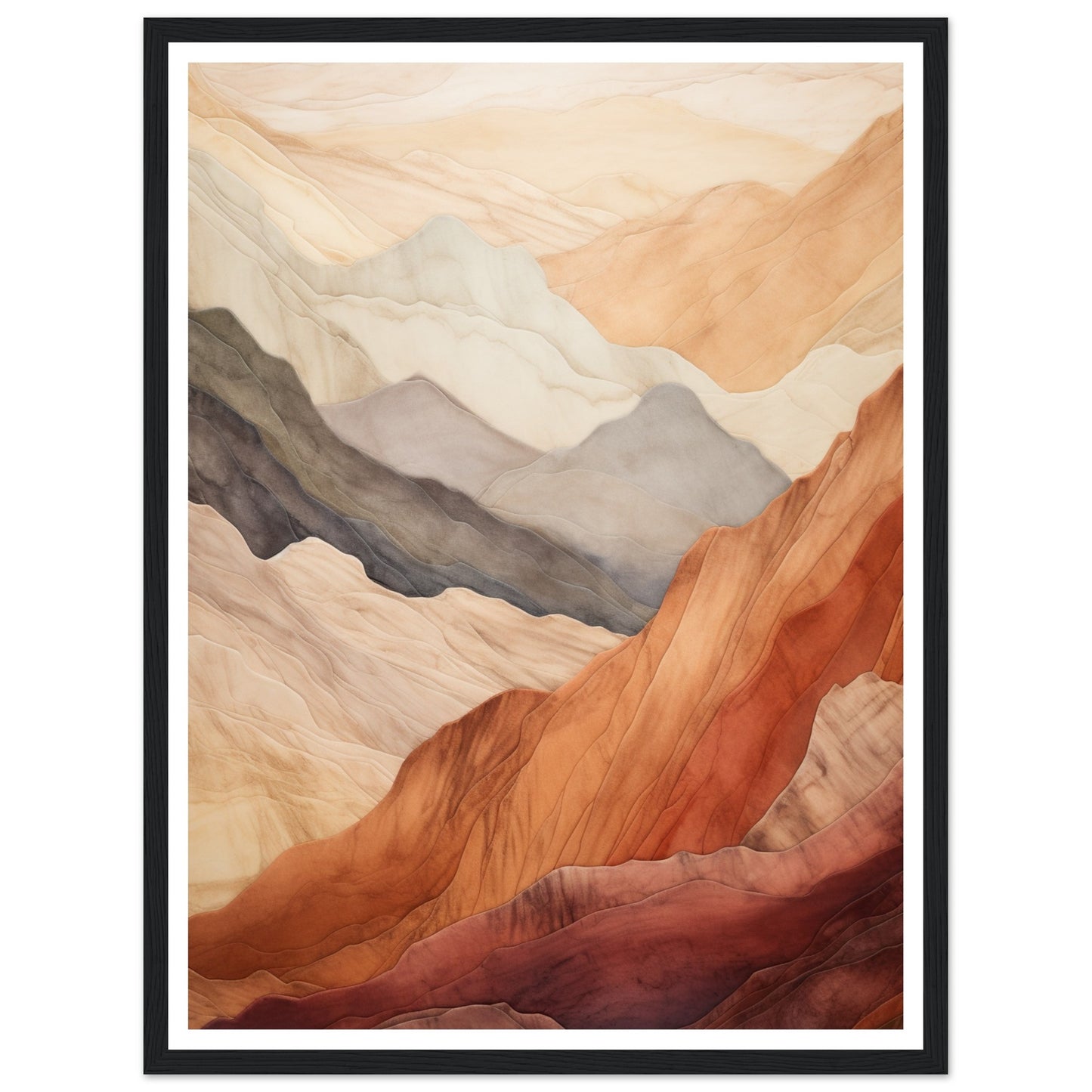 Tranquil Earthly Abstract Mountain Ranges Wall Art Print