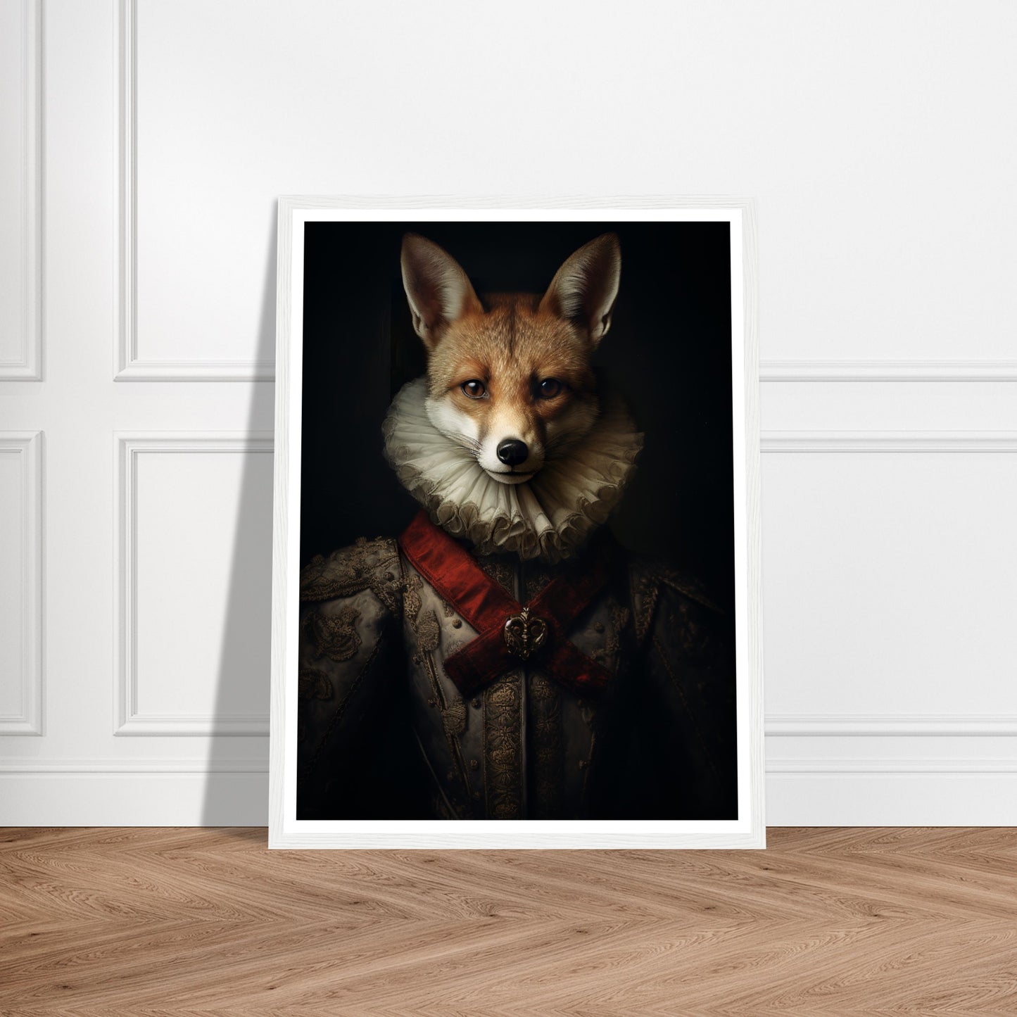 Vintage Tudor Neck Ruff Fox Portraiture Wall Art Print