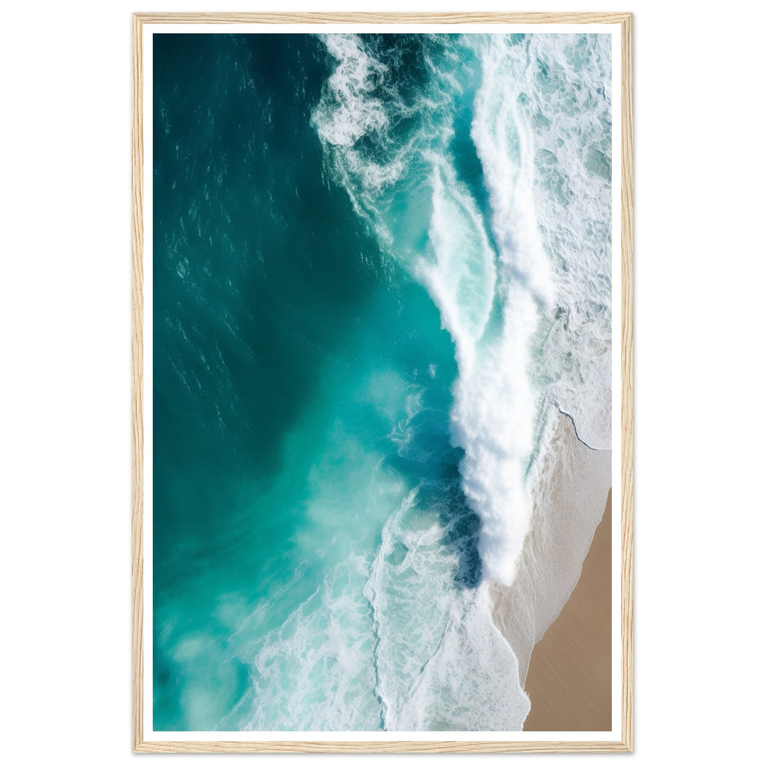 Blue Surge - Aerial Photograph of Ocean Waves Wall Art Print