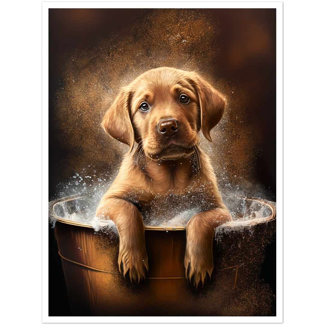 Bubble Bath Labrador Dog Bathroom Wall Art Print