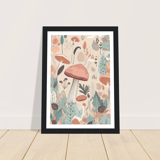 Enchanted Mushrooms Earthly Floral Abstract Wall Art Print