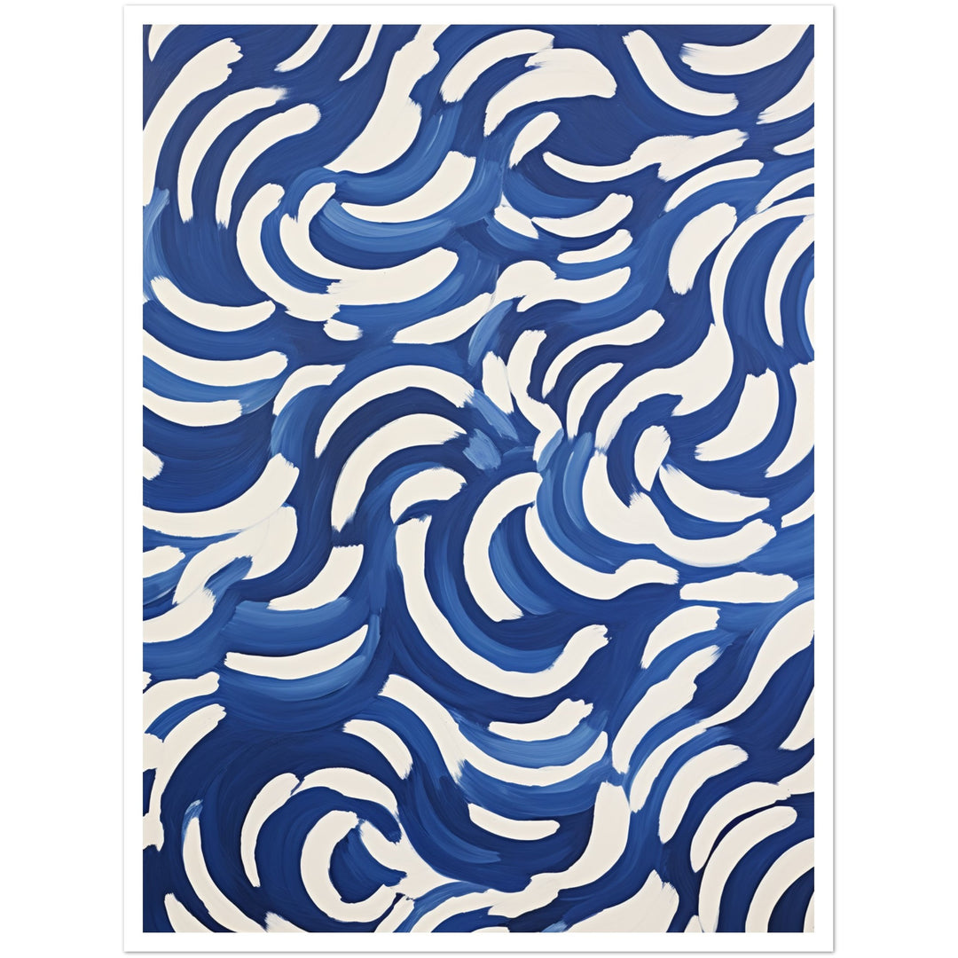 Blue Nautical Swirl Symphony Abstract Pattern Wall Art Print