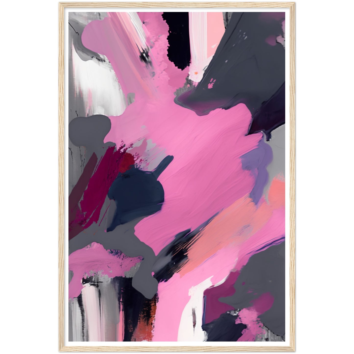 Nature's Emotive Pink Abstract Brushstrokes Wall Art Print