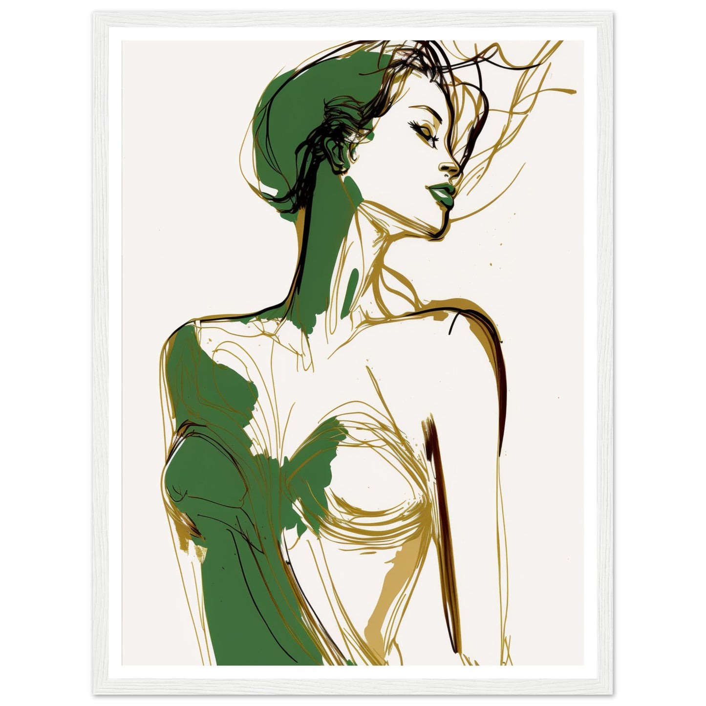 Sensual Woman in Green and Gold