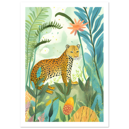 Playful Jungle Leopard Wall Art Print