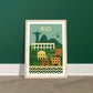 Rio de Janeiro cityscape and landmarks art print in a light wood frame, A4