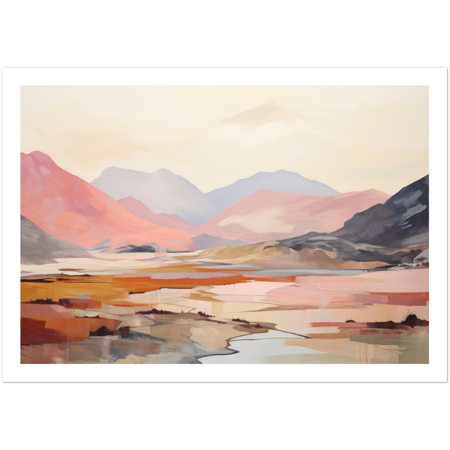 Pink and Grey Mountain Peaks Wall Art Print