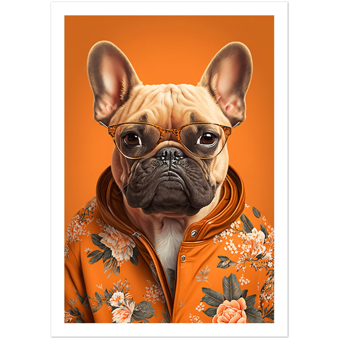 Frenchie Fashionista Trendy French Bulldog Wall Art Print