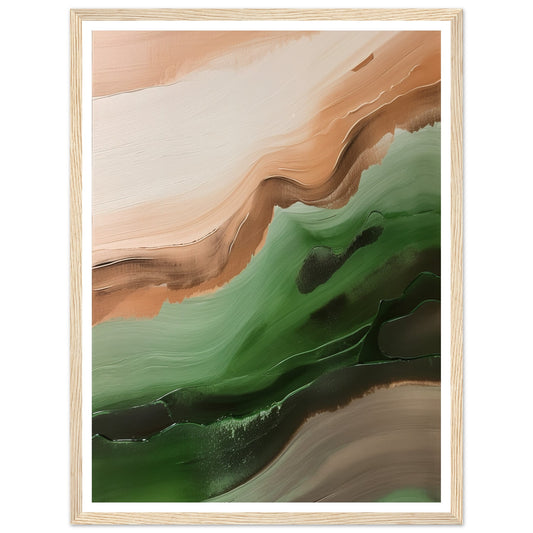 Abstract Strokes of Green and Brown Wall Art Print