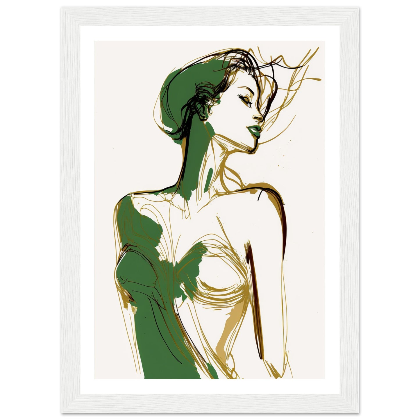 Sensual Woman in Green and Gold